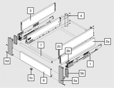 MERIVOBOX Querreling für Innenauszug, bis KB=1200mm, zum Ablängen, indiumgrau, ZR4.1059U